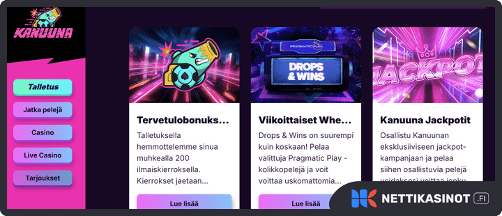 kanuuna kampanjat ja bonus