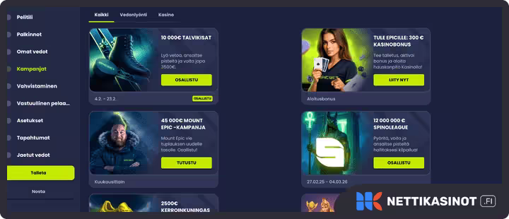 epicbet kampanjat ja bonus