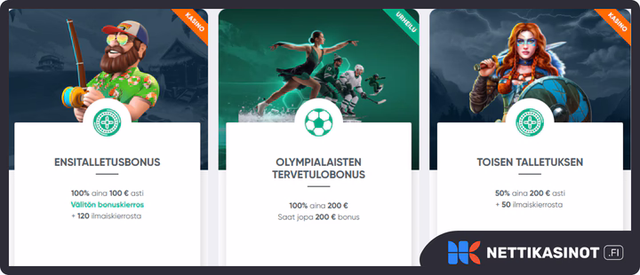IviBet kasinolta bonuksia niin kasinolle kuin myös vedonlyöntiin.