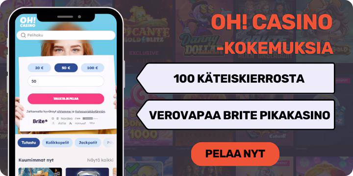 Oh! Casinolta 100 käteiskierrosta ja nopeat Brite rahansiirrot