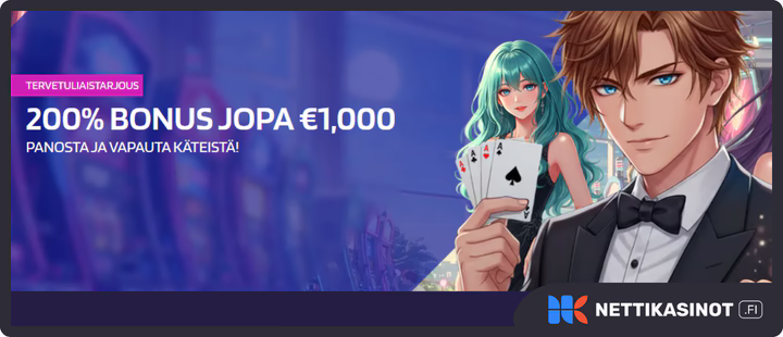 Lysa Casinolta 200% käteisbonus uusille pelaajille.