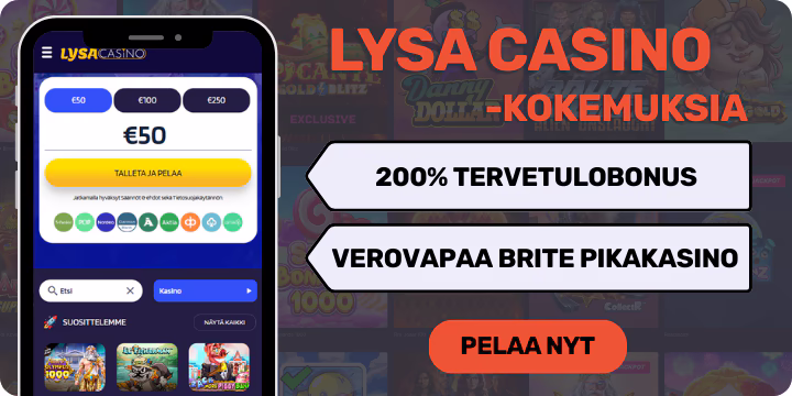 Lysa Casino on Brite pikakasino, josta verovapaat voitot ja 200% tervetulobonus.