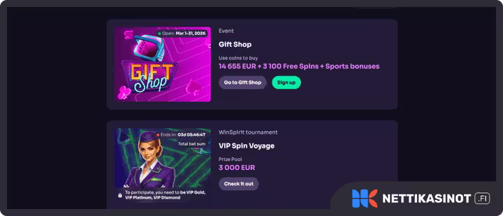 winspirit kampanjat ja bonus