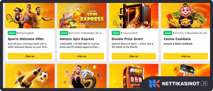 BVbet casinolta monipuoliset bonukset.