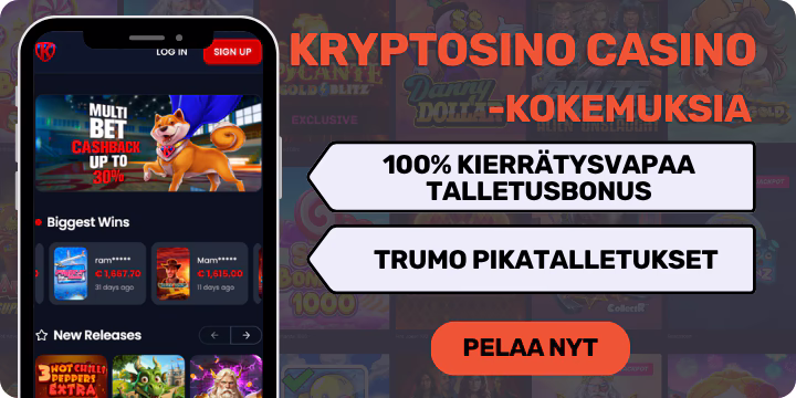 Kryptosino casinolta tervetulobonus ja Trumo pikatalletukset.