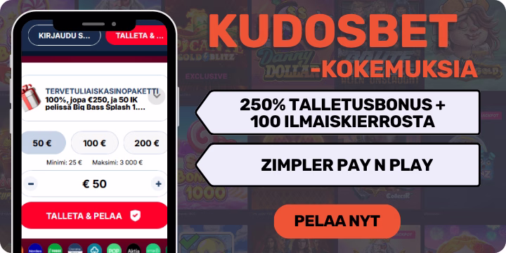KudosBet kasino on nopea Zimpler kasino ilman rekisteröitymistä.