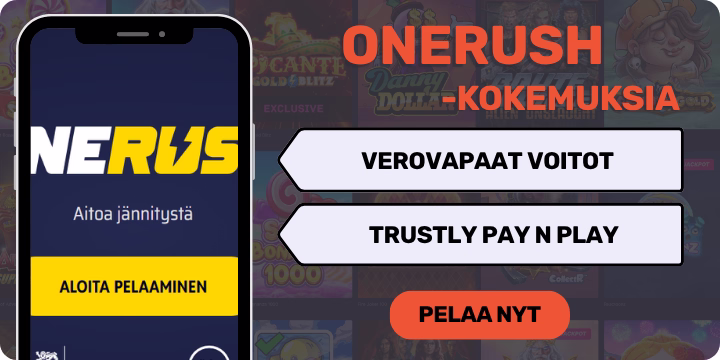 One Rush casino tarjoaa verovapaat voitot ja Pay N Play pelaamista