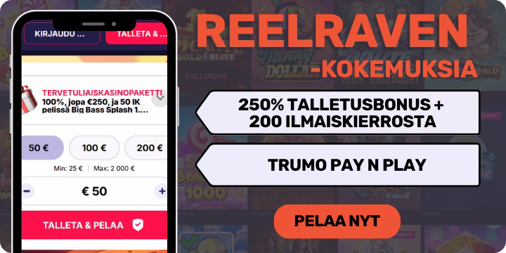 Reelraven kokemuksia pääsee keräämään ison bonuksen avulla.