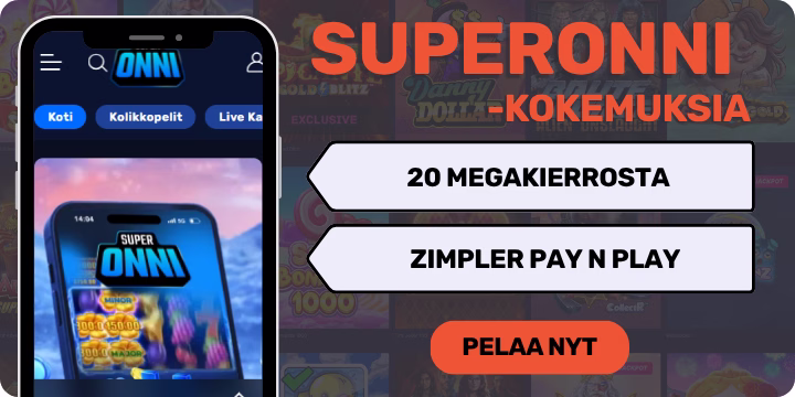 SuperOnni kasinolta otat 20 megakierrosta ja teet talletuksia Zimplerillä.