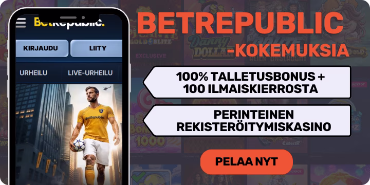 BetRepublic kokemuksia 100% talletusbonuksella.