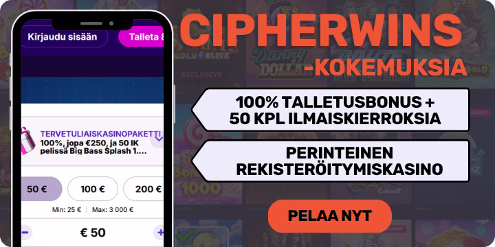 CipherWins Casino tarjoaa ison tervetulobonuksen.