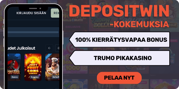 DepositWin kokemuksia kierrätysvapaalla bonuksella.