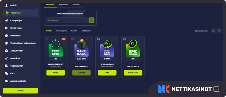 Epicbet uskollisuus ohjelma