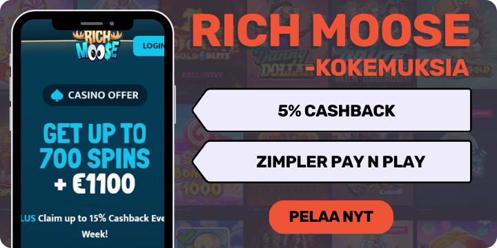 Rich Moose kokemuksia nopeasti pankkitunnuksilla.