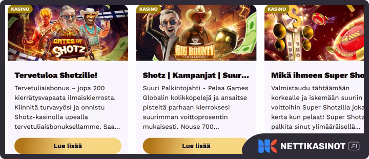 Shotz kampanjat ja bonus