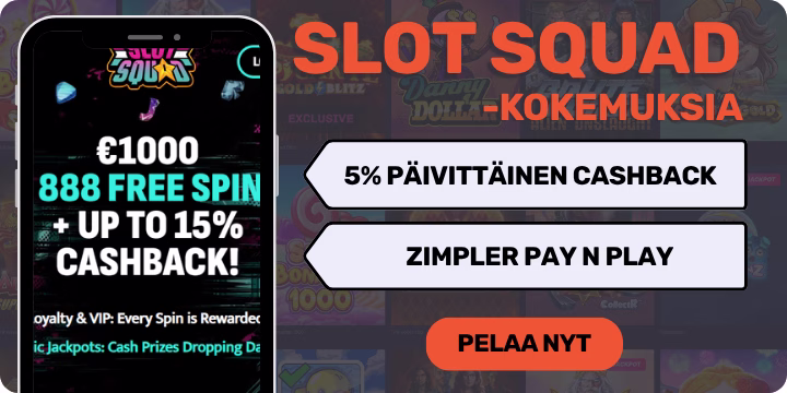 SlotSquad kokemuksia  helposti päivittäisellä käteispalautuksella.
