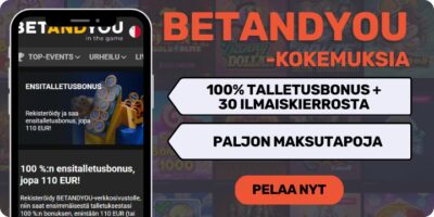 BetAndYou kokemuksia 4-osaisella tervetuliaisbonuksella.