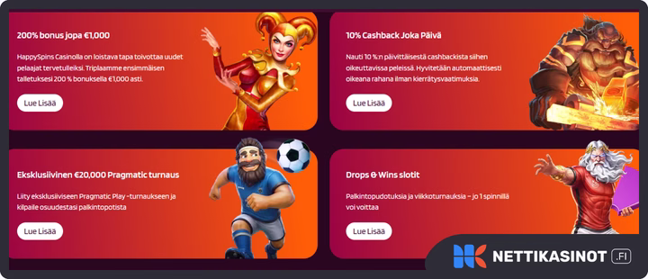 HappySpins kampanjat ja bonus