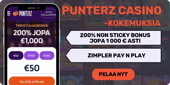 Punterz Casino kokemuksia isolla non sticky bonuksella.