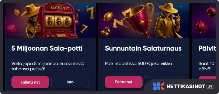 Salakasino kampanjat ja bonus