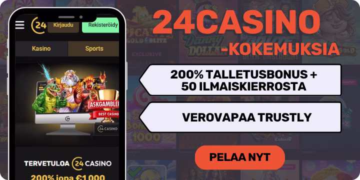 24Casino kokemuksia isolla tervetuliaisbonuksella.