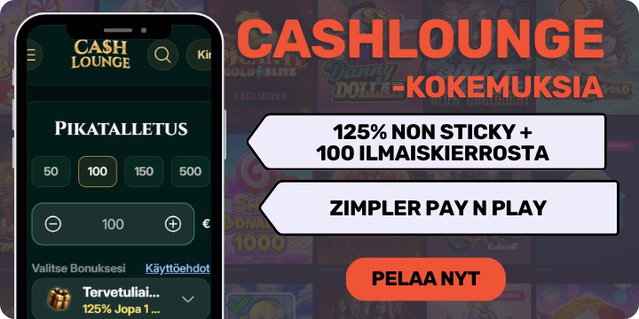 CashLounge kokemuksa 3-osaisella tervetulobonuksella.