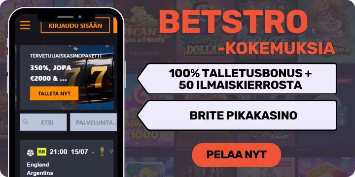 Betstro kokemuksia 100% tervetulubonuksella.
