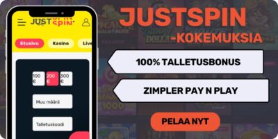 JustSpin kokemuksia isolla tervetulobonuksella.