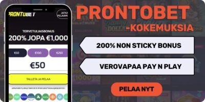ProntoBet kokemuksia non sticky bonuksella.