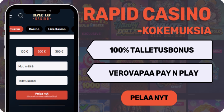 Rapid Casino kokemuksia kivalla tervetuliaisbonuksella.