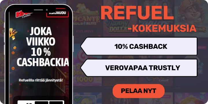 Refuel Casino kokemuksia viikottaisella cashback bonuksella