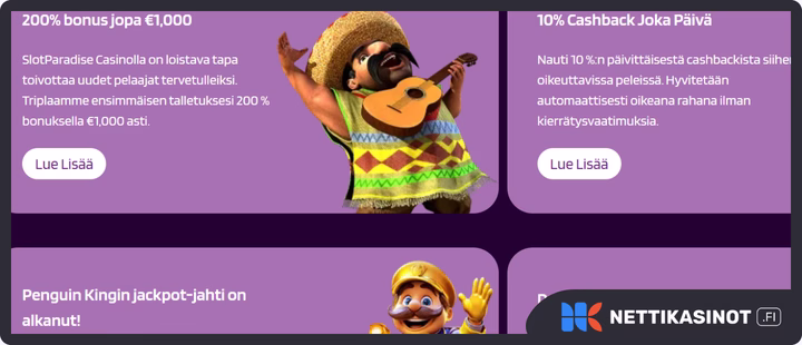 Slotparadise kampanjat ja bonus