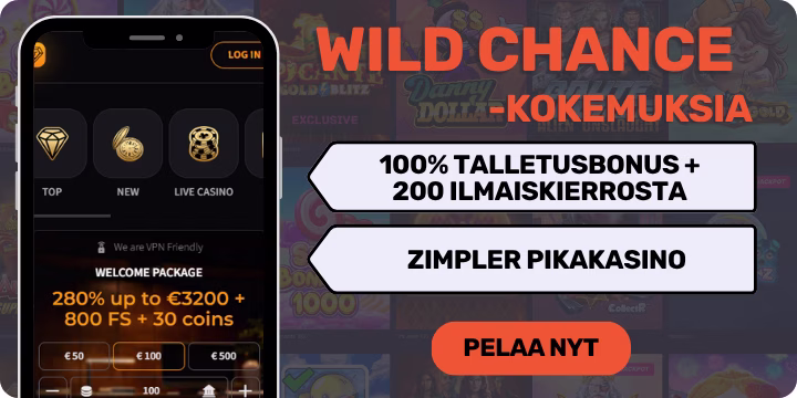 Wild Chance kokemuksia isolla tervetulobonuksella.