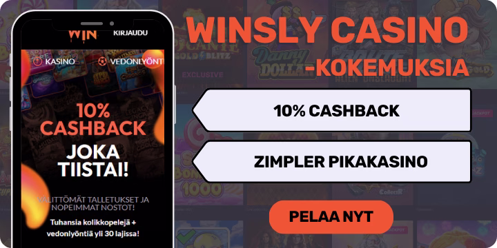 Winsly kokemuksia 10% viikottaisella käteispalautuksella.