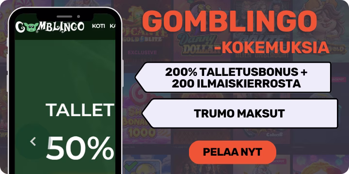 Gomblingo kokemuksia 4-osaisella tervetulobonuksella.
