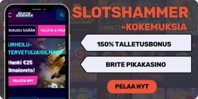 Slotshammer kokemuksia 100% tervetulobonuksella.