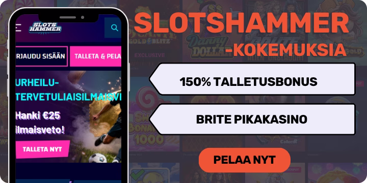 Slotshammer kokemuksia 100% tervetulobonuksella.