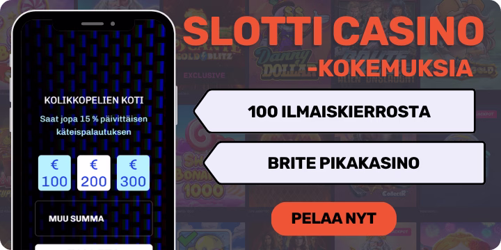 Slotti Casino kokemuksia 100 ilmaiskierroksella.
