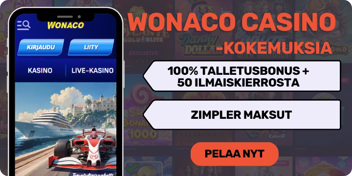 Wonaco kokemuksia 100% tervetulobonuksella.