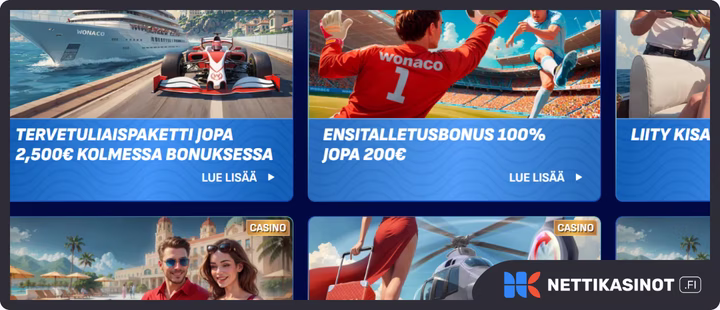 Wonaco kampanjat ja bonus