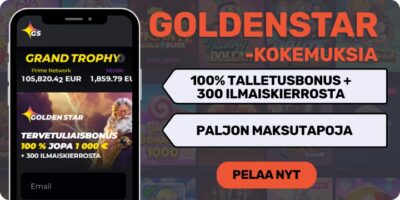 GoldenStar kokemuksia massiivisella tervetulobonuksella.