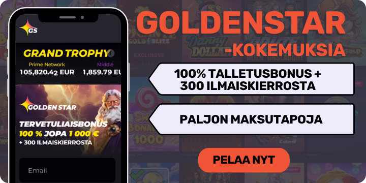GoldenStar kokemuksia massiivisella tervetulobonuksella.