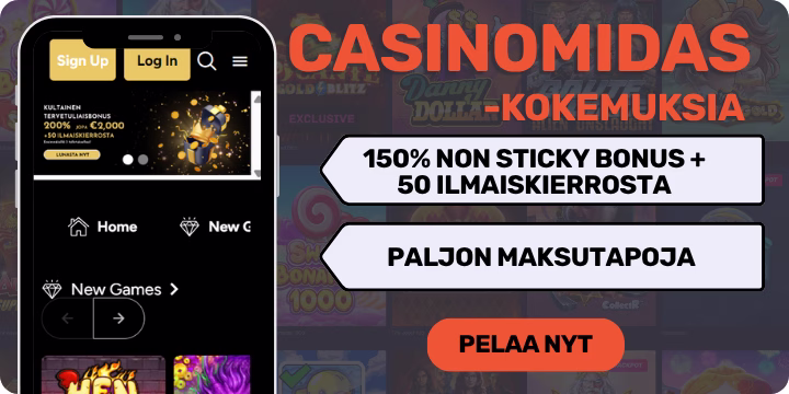 CasinoMidas kokemuksia non sticky tervetulobonuksella.