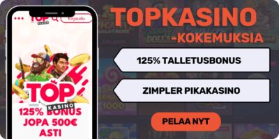 Topkasino kokemuksia 125% talletusbonuksella.