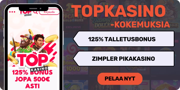 Topkasino kokemuksia 125% talletusbonuksella.