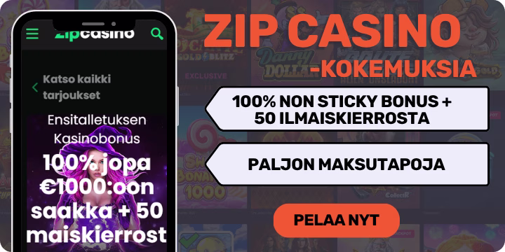 Zip Casino kokemuksia non sticky tervetulobonuksella.
