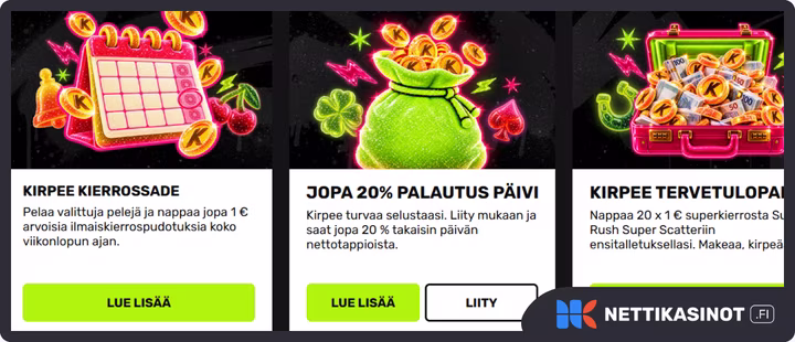 Kirpee kampanjat ja bonus