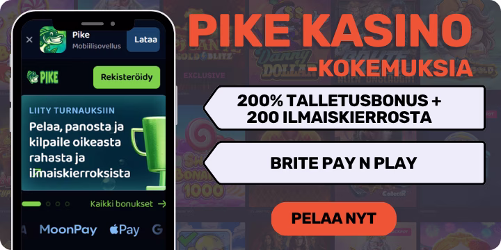 Pike kasino kokemuksia isolla tervetulobonuksella.